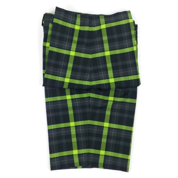 Nike Dri Fit Black Neon Green Plaid Slim Fit Golf Shorts Mens 36 NWOT - Picture 5 of 12